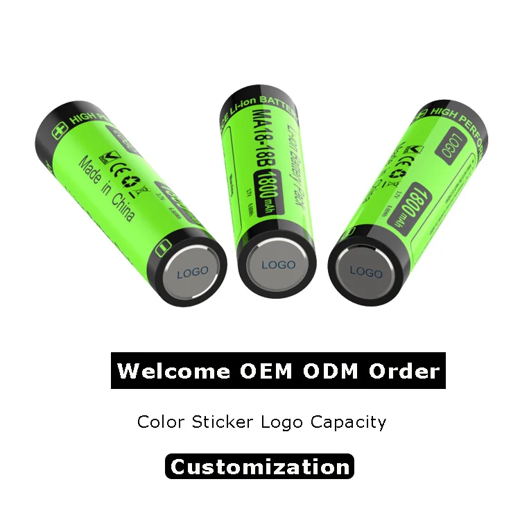 Best Factory Price Customizable 3.7V 1800mAh Li Ion Battery for Flashlight Rechargeable 18650 Battery