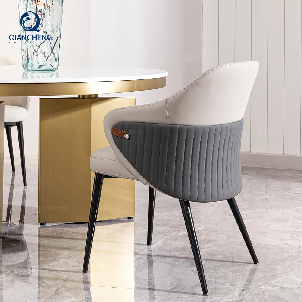 QIANCHENG furniture wholesaler oem retro restaurant pu chairs victorian style dining room modern leather chair for table set