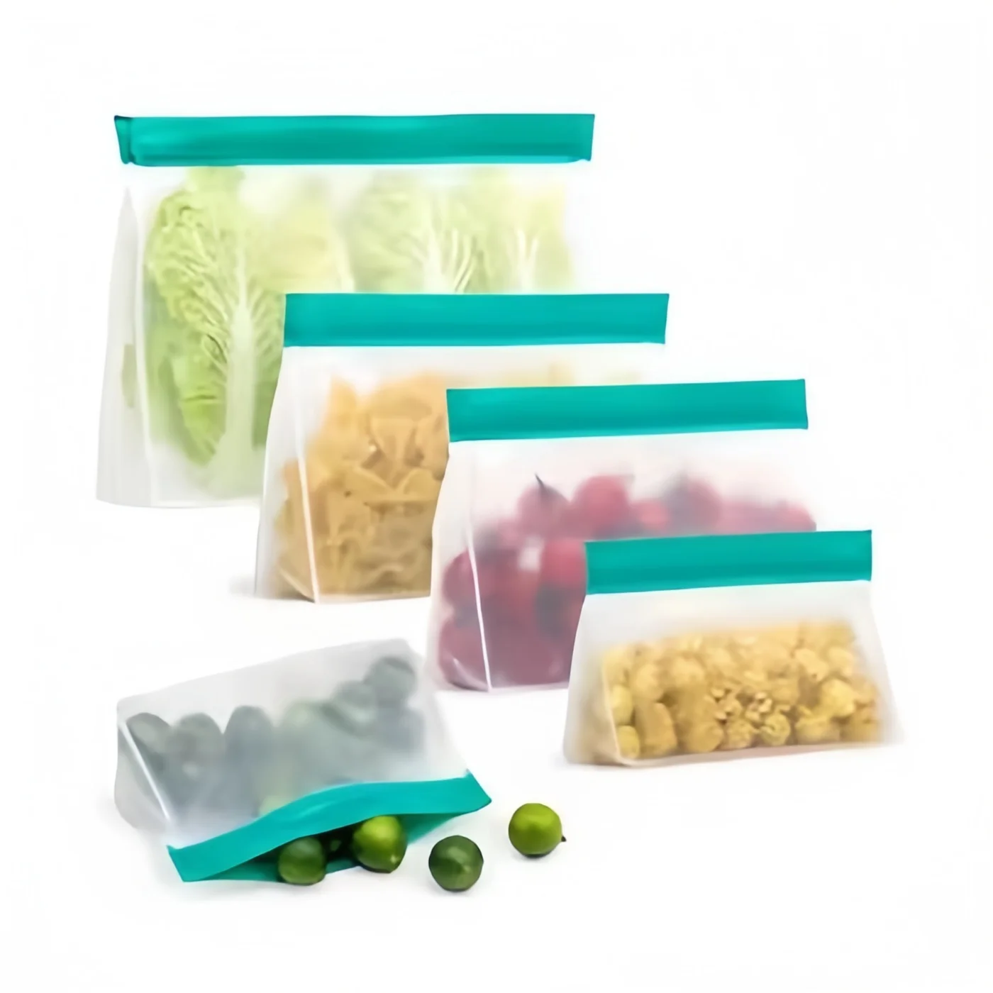 Reusable Fresh-Keeping Zip Bags  Peva Pouch Freezer Custom Logo Dish-Washing Safe Silicone Pouch Food Storage Bag Standing Pouch