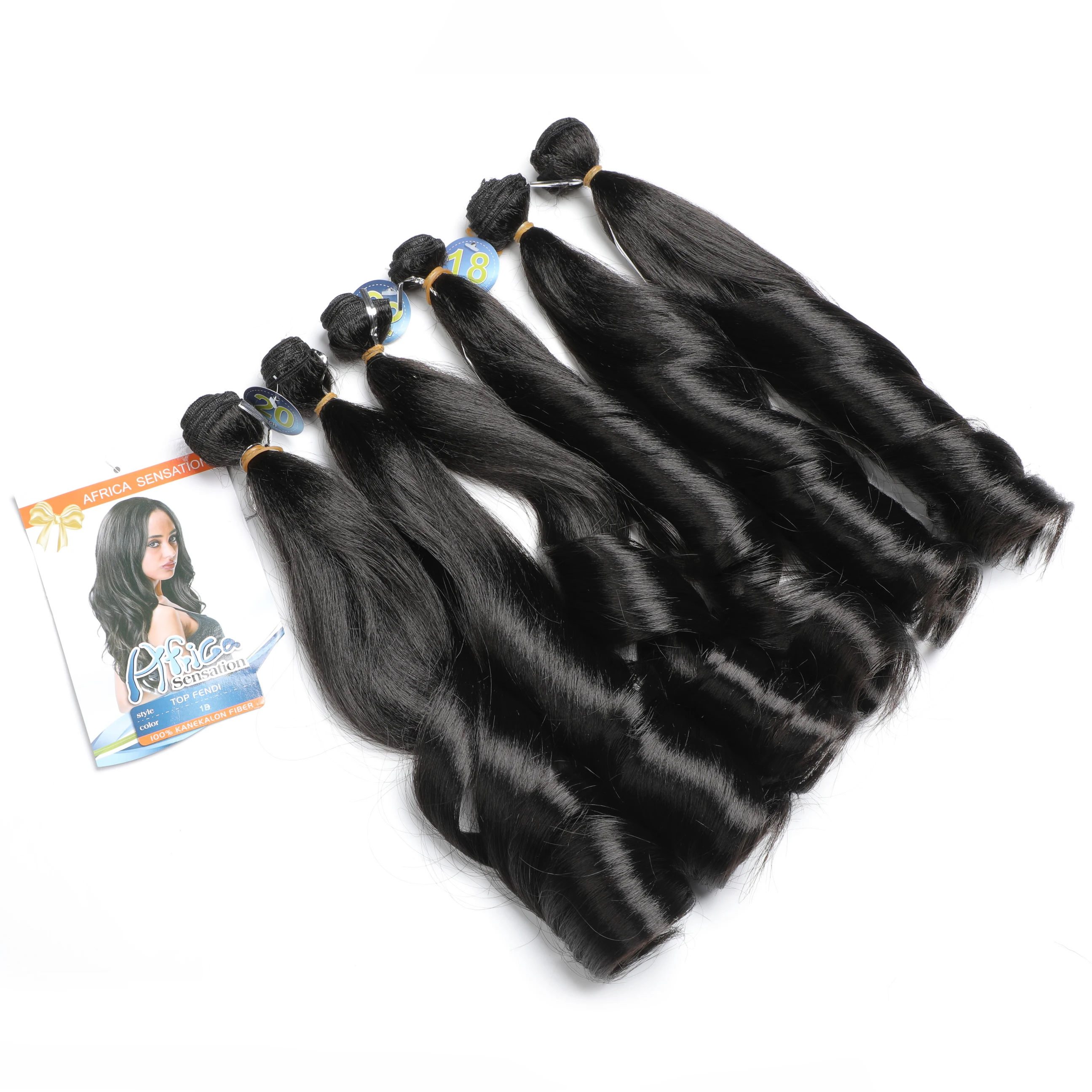 Wholesale Synthetic Bundles straight Hair Weave Extensions  Lace Frontal with hair Bundles Mixed Length Heat Resistant Fiber