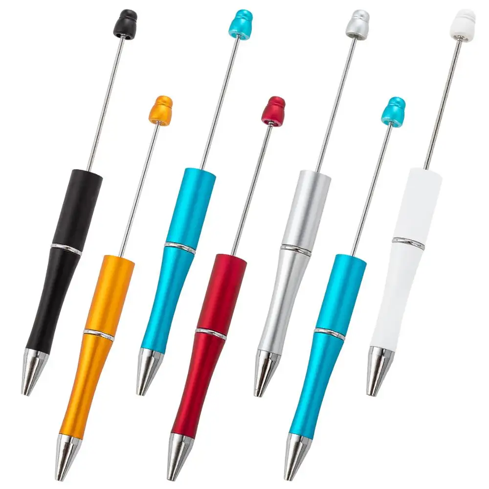 Лидер продаж, дешевая пластиковая рекламная ручка «сделай сам» с бисером, пластиковая шариковая ручка с бисером на заказ