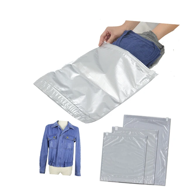 High Density Seal Zipper Travel Vacuum Embossed Compression Storage Bag For Clothes