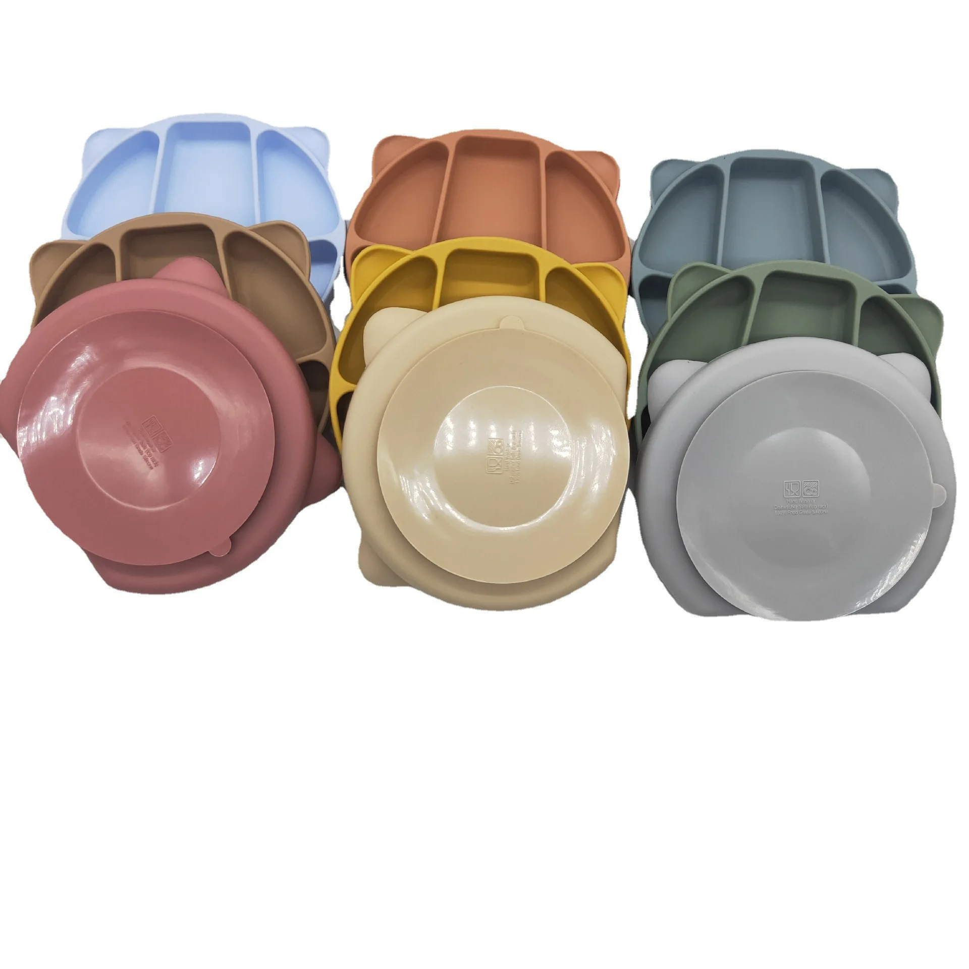 Baby Silicone Dinner Plate Large Suction Cup Compartmentalised Feeding Tableware Set