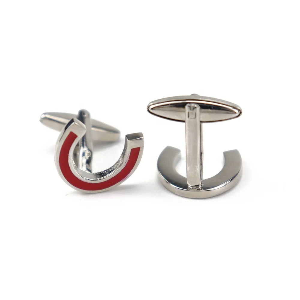 Оптовая продажа, запонки в форме подковы особой формы красного цвета из серебра и металла, мужские запонки 2021
