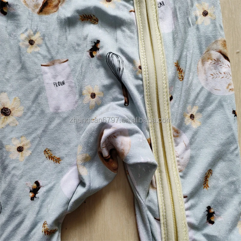 Wholesale Girl Spring Rompers Bamboo Zipper Cute Cartoon Pajamas For Kids Print Long Sleeve Beautiful Baby Bodysuit