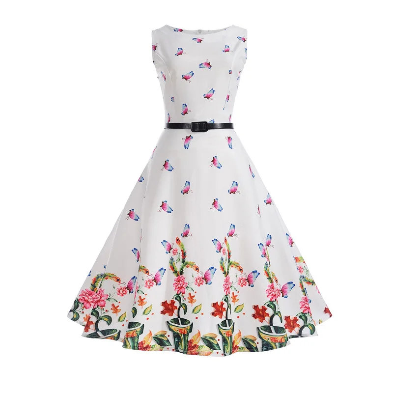 Wholesale Graceful custom pattern note petal Sleeveless ruffle ladies dress with waistband