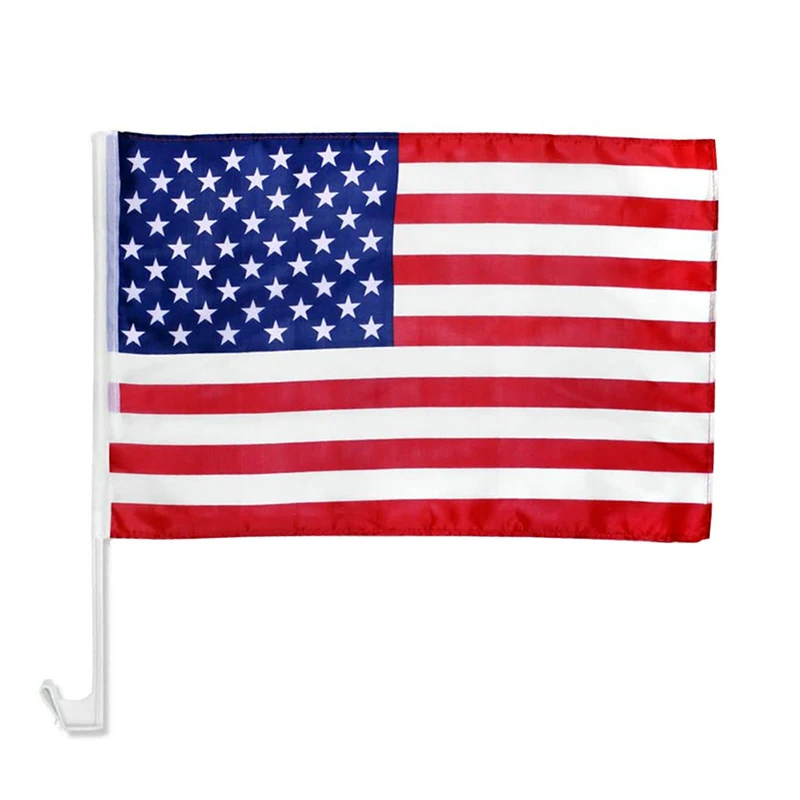 American Car Flag Costume Cheap Hanging Hood Window Clips Polyester Custom Blank Sublimation Car Flag