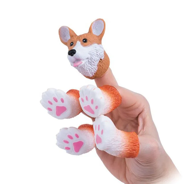 Custom baby cartoon animal puppet finger kids doll toy set soft children plastic squirrel tiny hand
