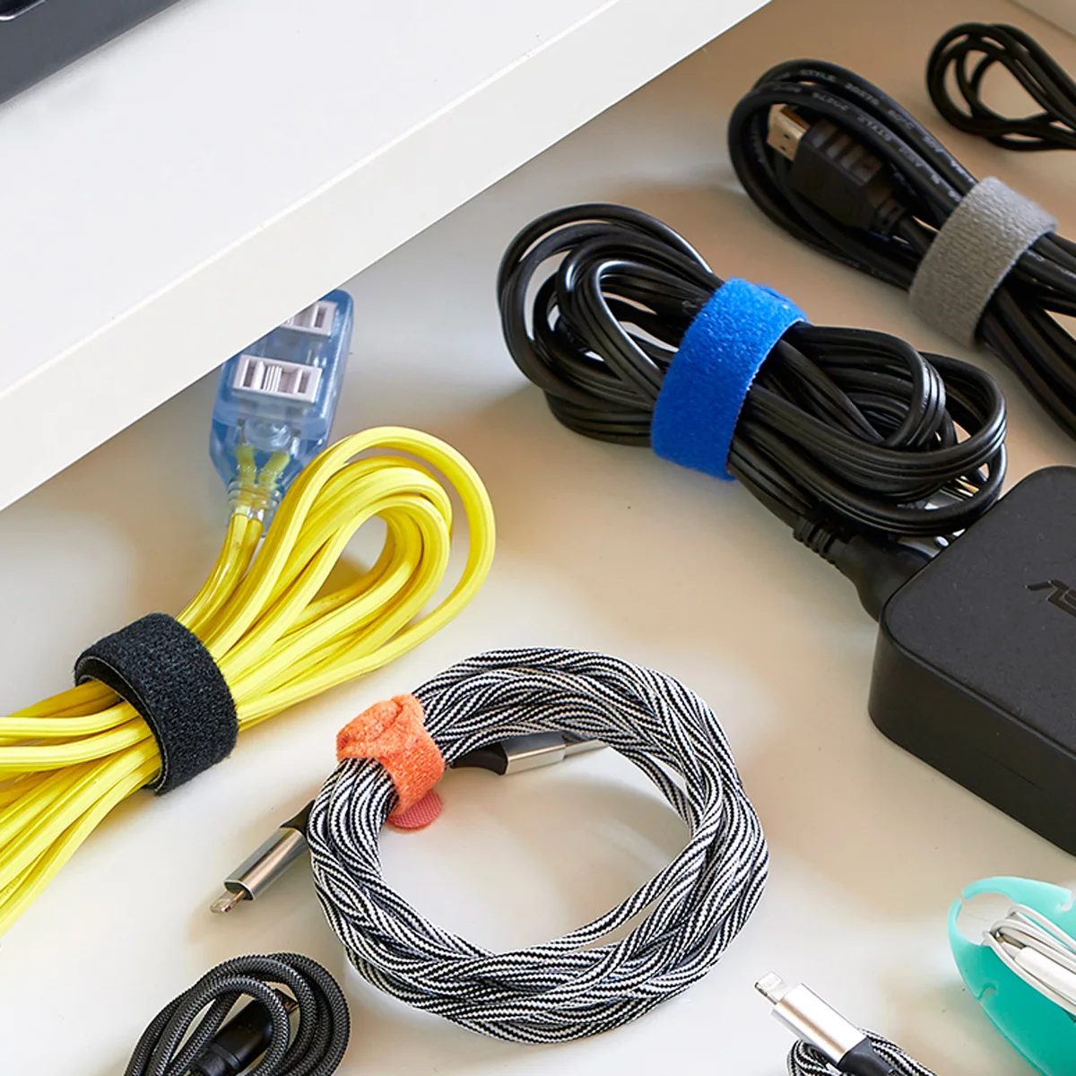 heavy duty Fastener back to back hook and loop cable tie