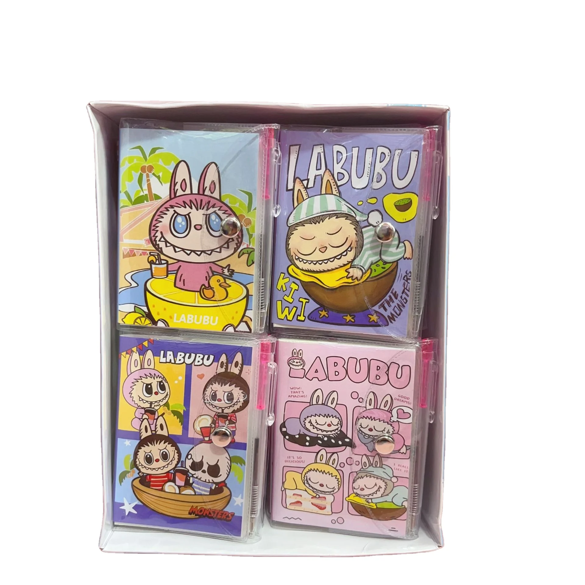 Yubon wholesale cute anime capybara labubu sanrioed 24pcs mini notebook 100k cartoon student diary portable with pen notebook