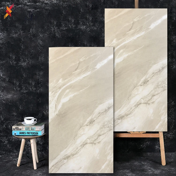 600x1200 Popular Large Beige Color Marble Porcelain Floor Tiles Interior Gloss Flooring Porcelanato Wall