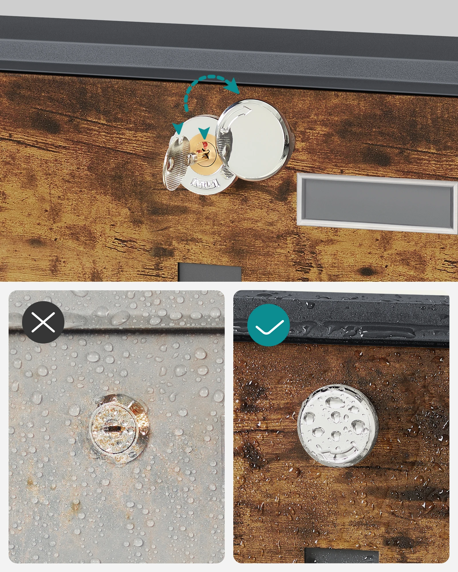 Home Waterproof Antique Brown Wall Mounted Letter Box American Postal Mailing Box Custom Logo Metal Outdoor with Lock and Window