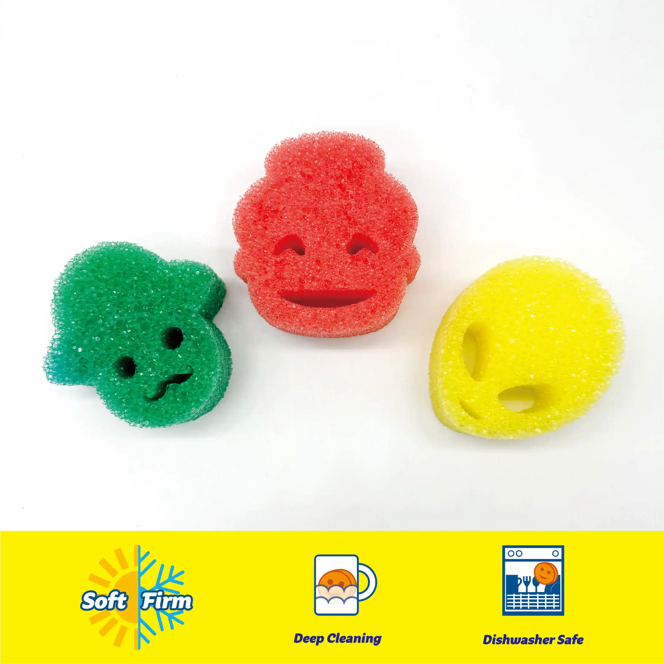 Daddy Style Color Paper Box Smiley Face Sponge For Kitchen Washing Scratch Free Deep Cleaning Scrubbier Temperature Thermo