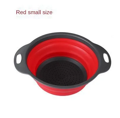 Collapsible Silicone Colander Strainer Set Space-Saving Sturdy Plastic Base Green Red Colored Pasta Food Net Strainer Kitchen