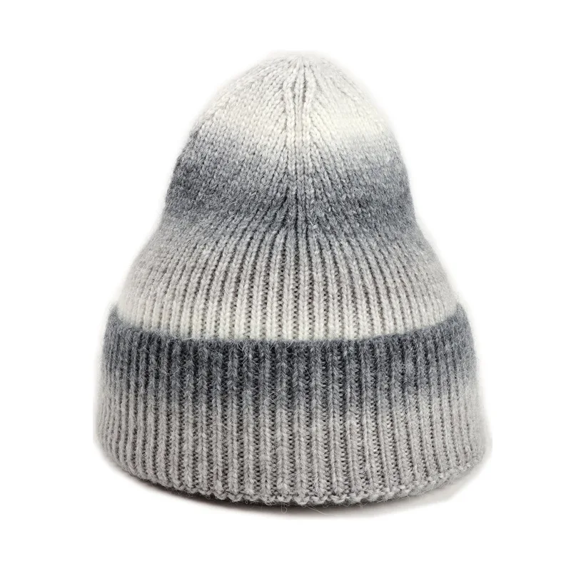 Women colorful winter knitted beanies lady warm knit hats rainbow color fashion cuffed beanies