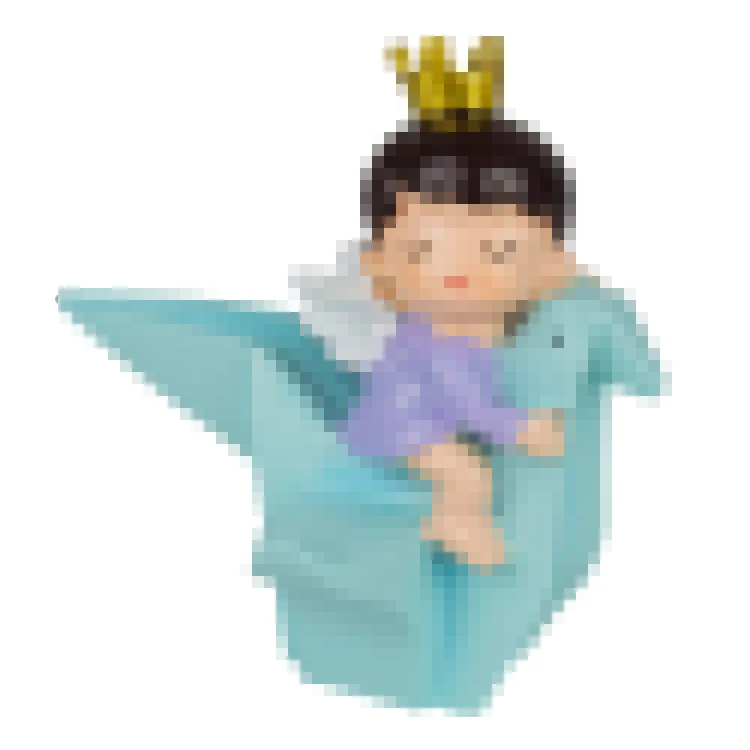 
PVC baby toys decorate cake birthday boy and girl sit on paper crane cake topper 