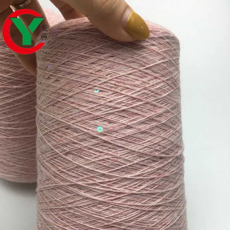 
hand feel very soft merino knitting yarn for tufting / Thin wool transparent shiny sequins 