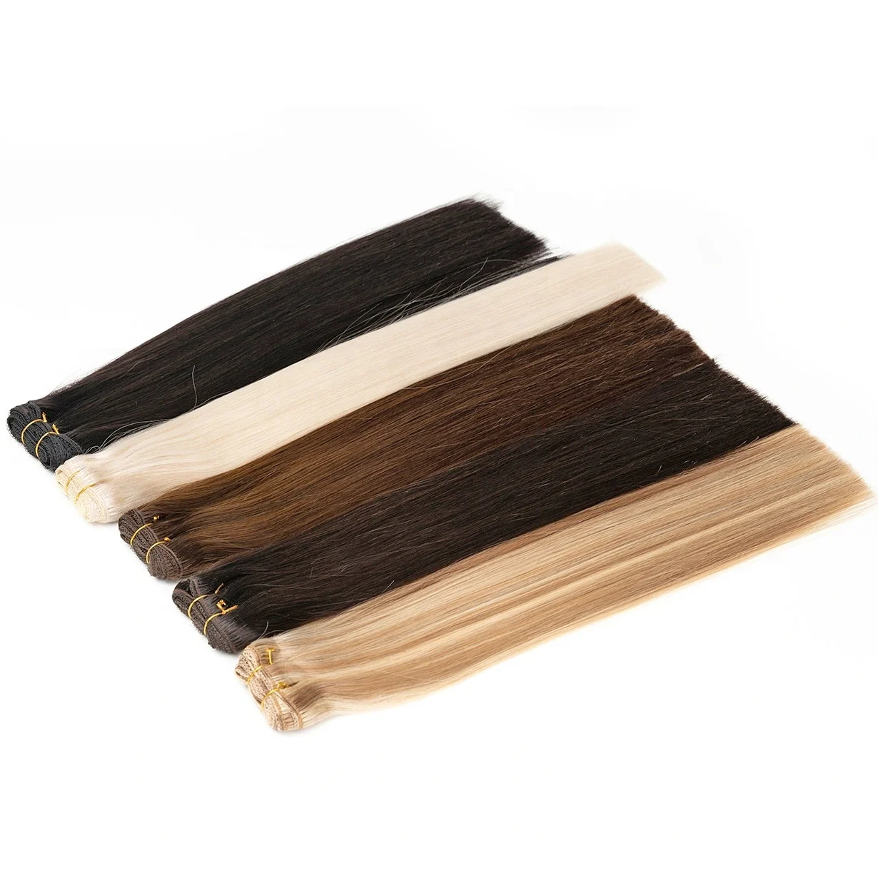 Ombre Brown to Blonde Straight Machine Double Weft Double Drawn Brazilian Remy Human Hair Weave