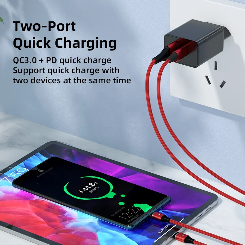 Mobile Phone Accessories Dual Ports Wall Charger PD 20W Type C Power Charge Adapter QC3.0 Fast Charging Wall Adapter Factory