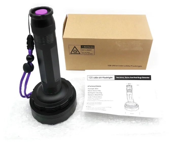 Large Coverage UV Torch Black Light 128 LED UV Flashlight 395NM UV Powerful Lamp Torch
