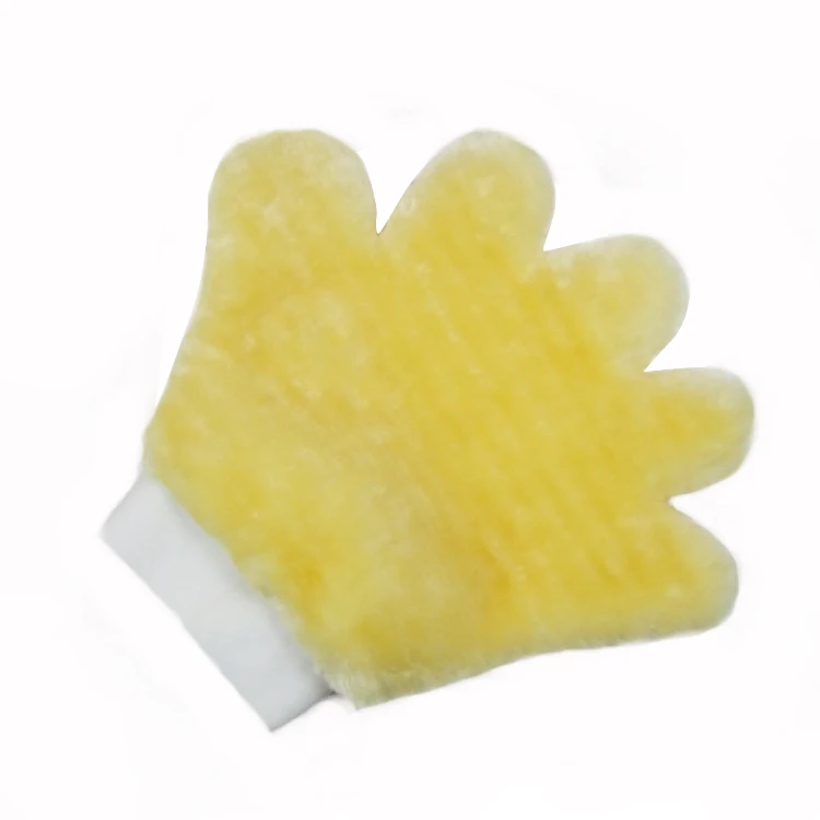 100% Sheepskin Car Wash Mitt Scratch-Free with Lams Wool Detailing and Thumb Household Gloves for Car Washing
