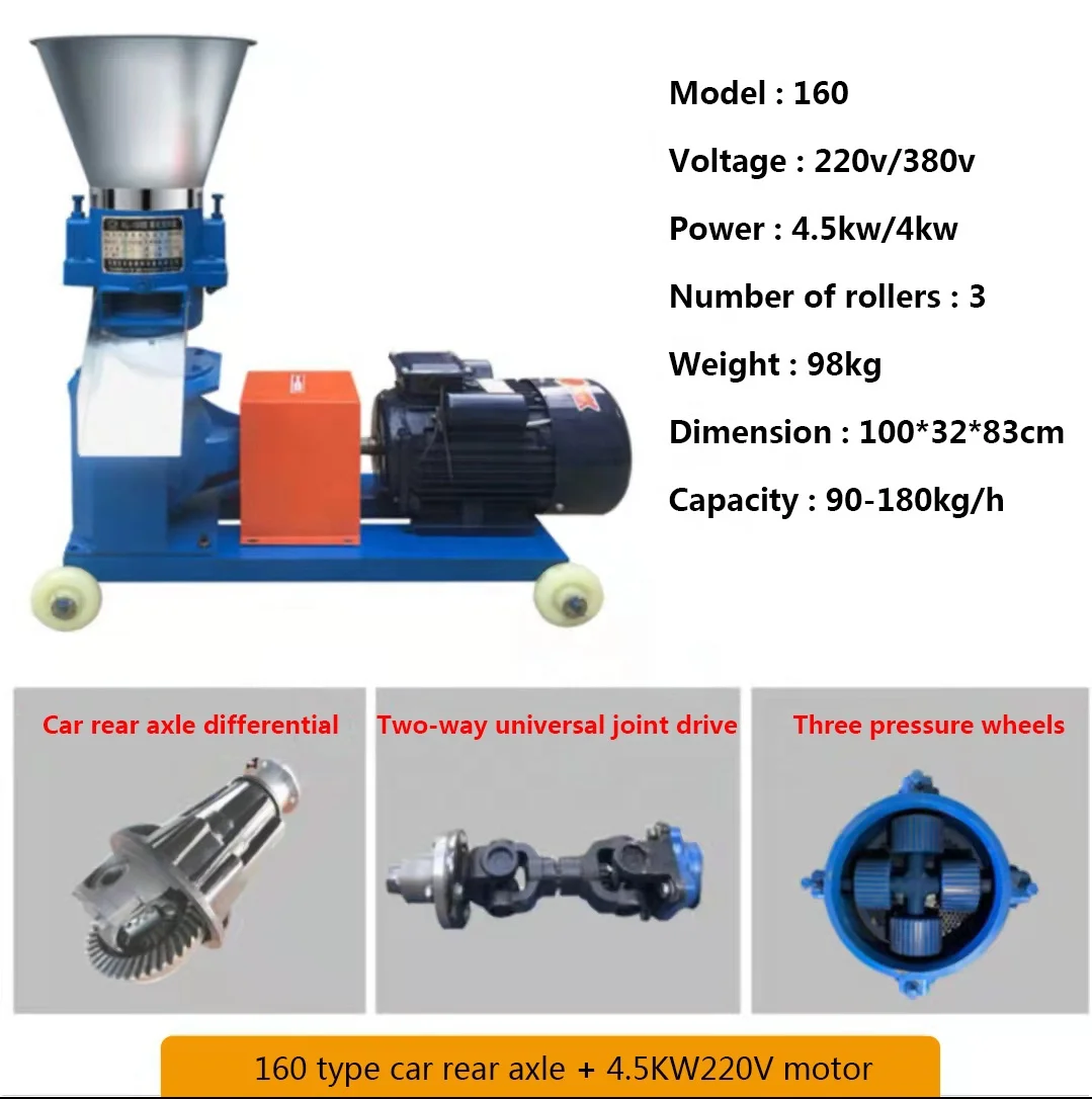 cheap 2.5mm 3mm 4mm 5mm poultry fish feed processing machines 220v/380v animal feed pellet machine for sell with Grinding disc