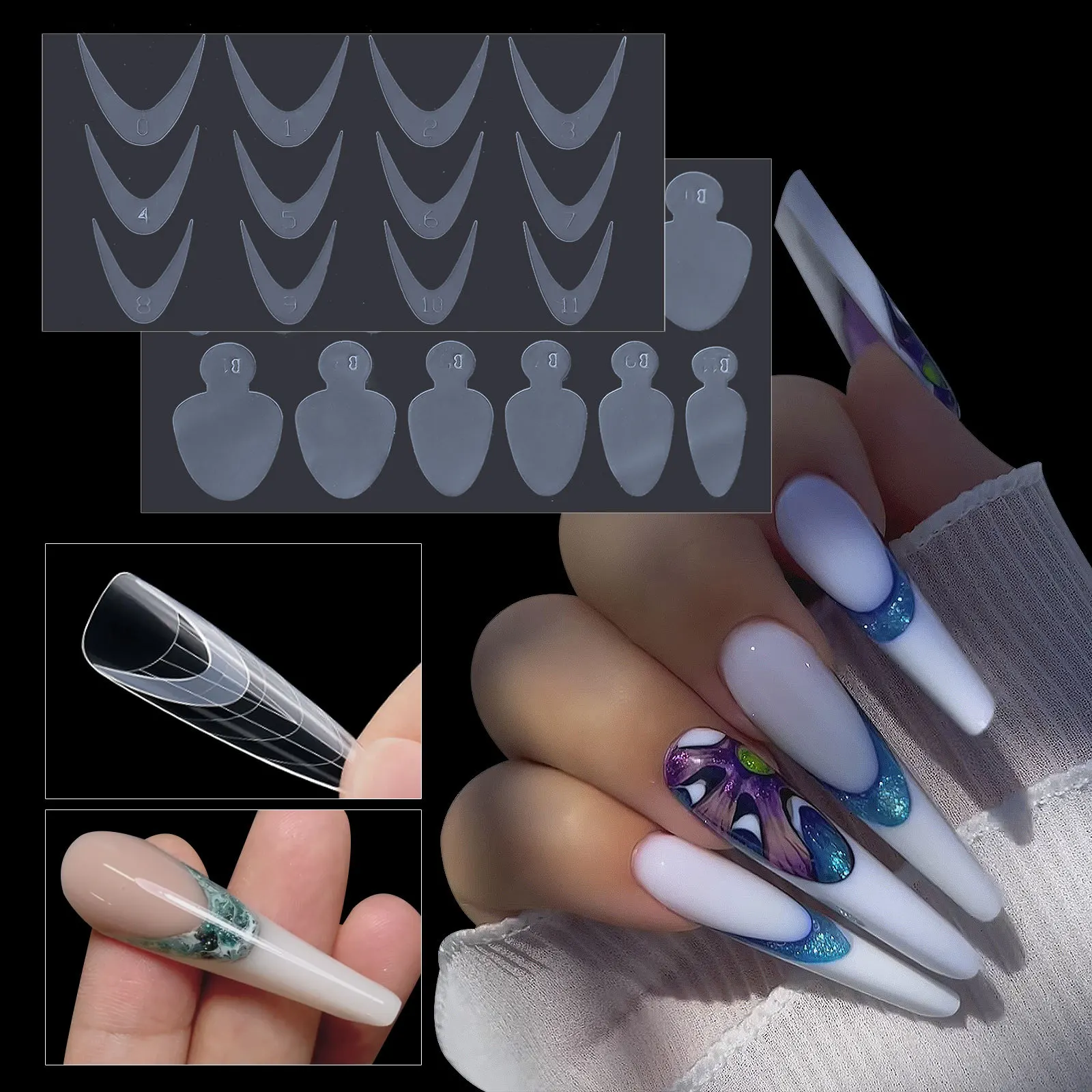 Nail mold french gel nail stickers without frosting extension tips mold soft gel french nails tip sticker