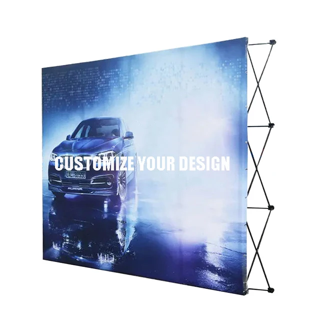 10ft Portable Fabric Trade Show Custom Aluminum Pop Up Backdrop Banner Fabric Display Stand Exhibition Advertising Display Wall