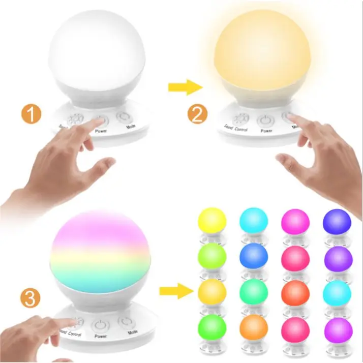 Shareus 5V1A креативная Светодиодная настольная лампа Rgb с управлением звуком, цветной ночник, перезаряжаемый Ночной светильник, рождественские огни