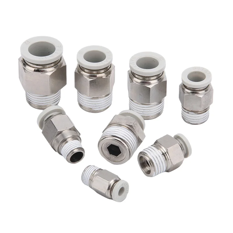 HongTo Factory wholesale Pneumatic Straight Male Thread Quick Connecting Air Tube Connector brass pneumatic Pipe Tube Fitting