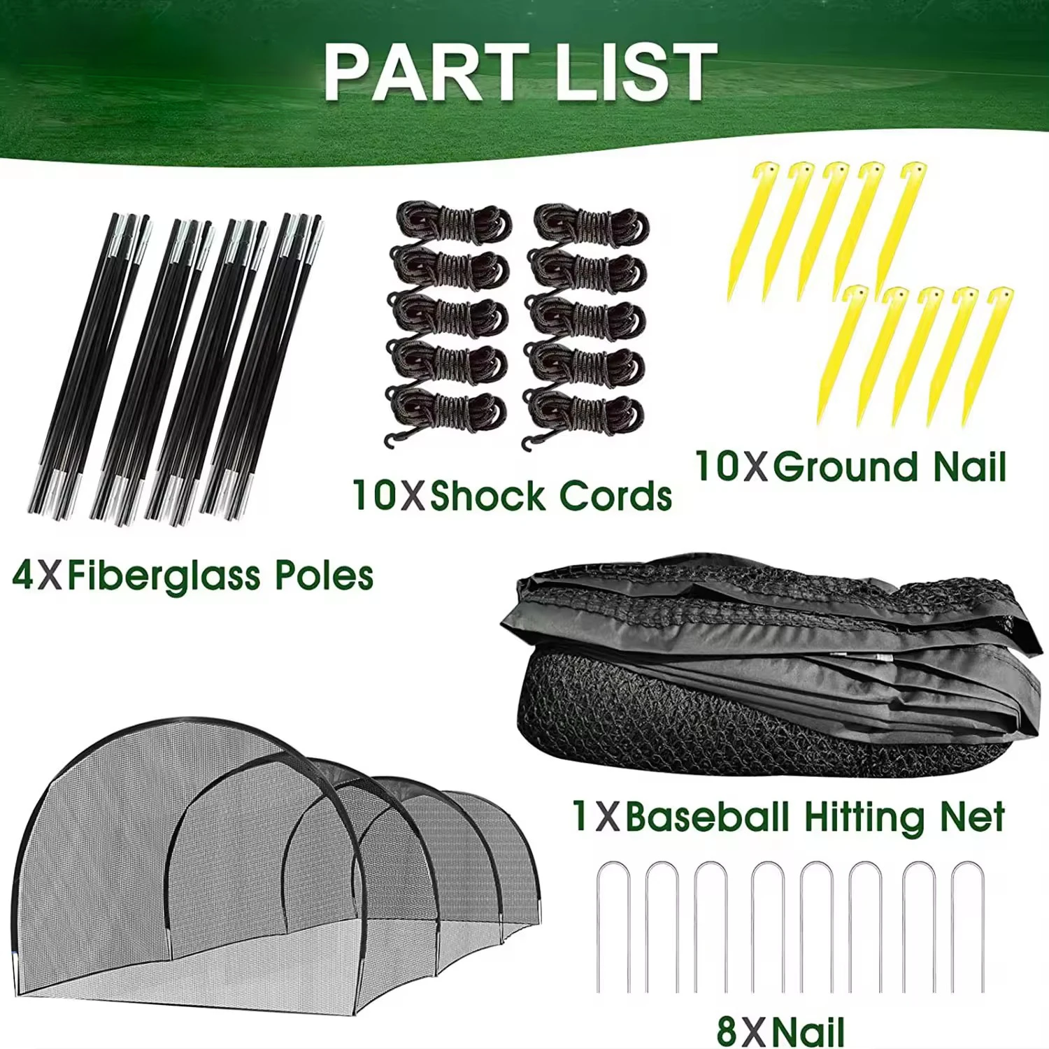New Arrived 6M 5M Cricket Batting Net Baseball Batting Cage Net and Frame Softball Hitting Cage