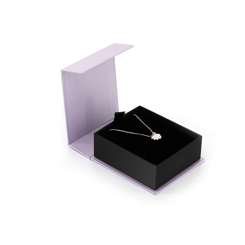 
2021 luxury decorative customised pastel purple chain and pendant necklace gift paper card board jewelry boxes packaging bulk 