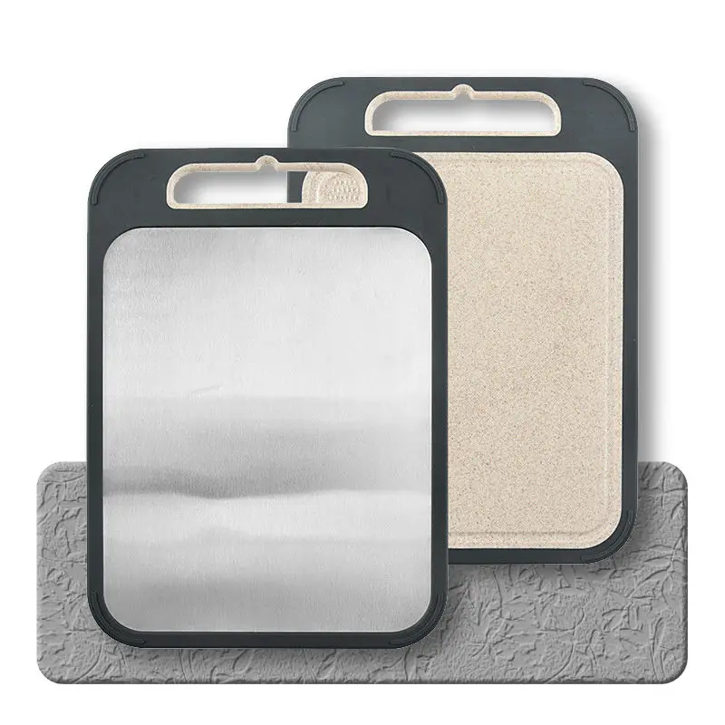 kitchen accessories double-sided PP wheat straw plastic chopping board 304 stainless steel cutting board