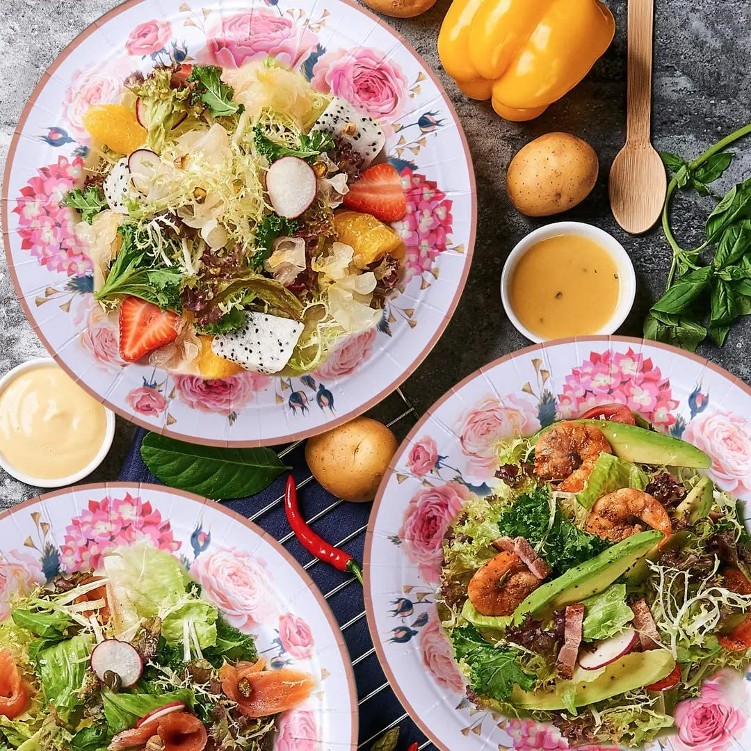 24 pieces retro flower party supplies rose flower disposable paper tableware set baby shower birthday gift tea party