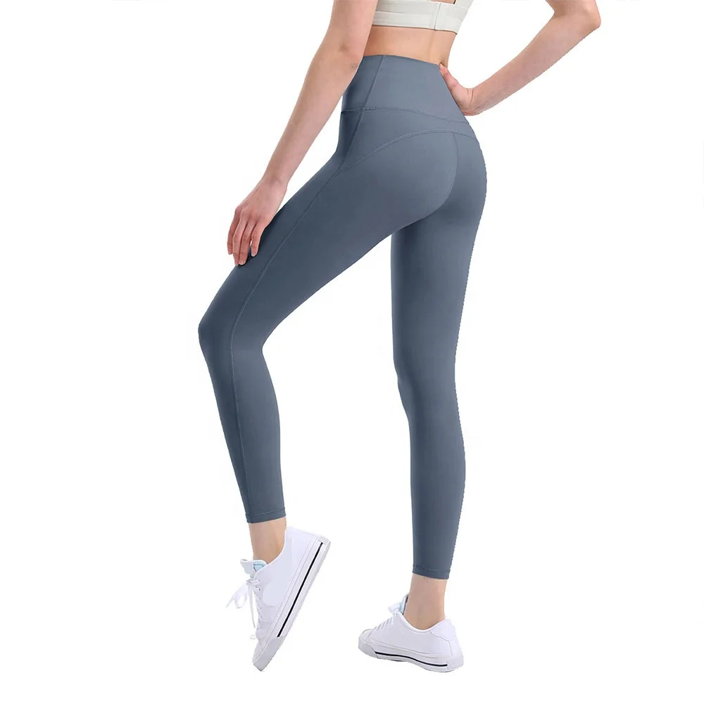 2024 Customized Student High Waisted Athletic Gym Dance Training Brown Yoga Pants Leggings With Side Pockets Trouser for Girls