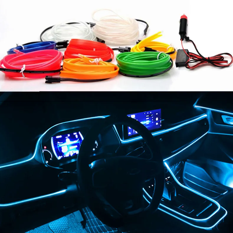 car interior el wire ambient led light strip car el wire light cold  el light for car