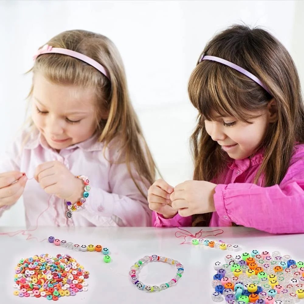 100pcs/bag Colorful Flower Cartoon Animal Fruit Smiley Face Beads Diy Polymer Clay Beads For Bracelet Necklace Jewelry Making