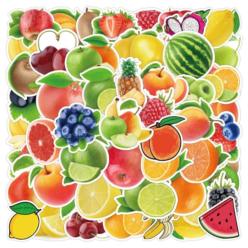 50pcs Cartoon Graffiti Fruit Glossy Stickers for Notebook Waterproof Cups Laptop Home Decoration PVC Sticker Custom