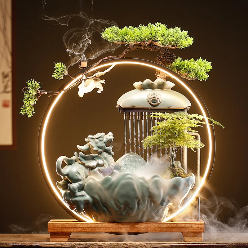 2024 Wholesale Ceramic For Led Light Backflow Waterfall Incense Burner For Home Decor