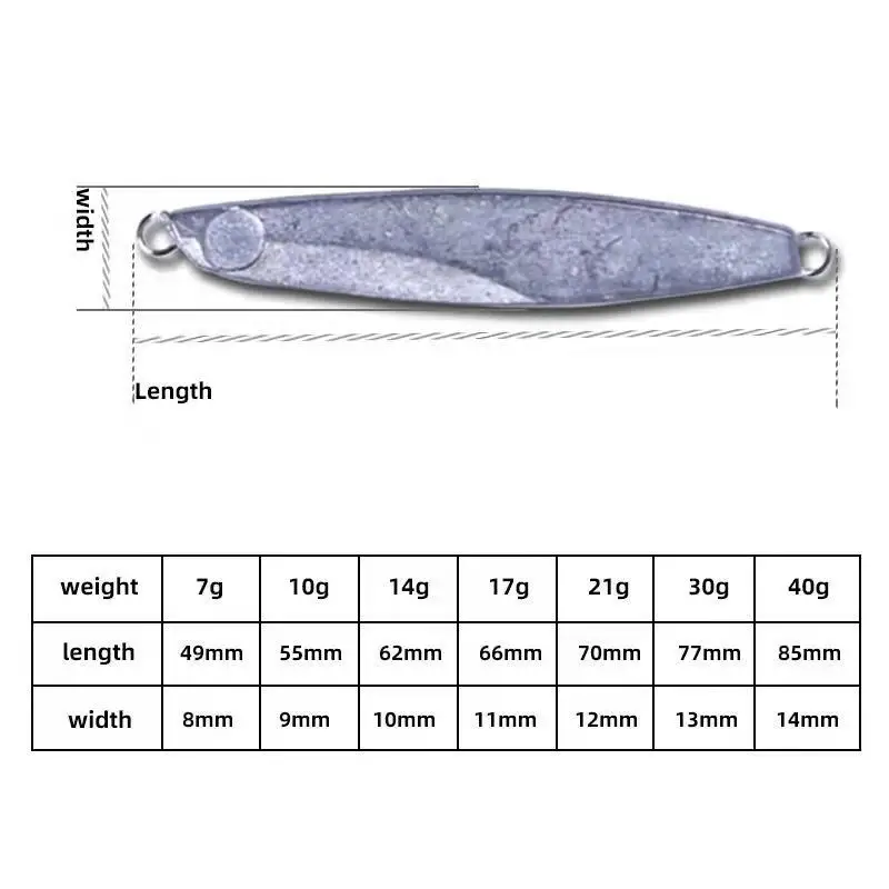 NEW unpainted metal jig lure7g-40g fishing long jig slow pitch jig fast sinking