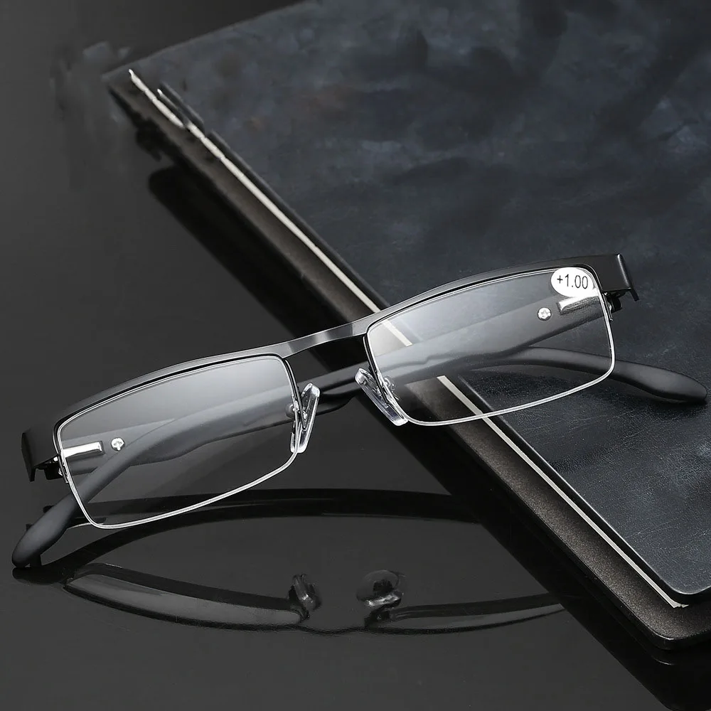 Fashion Half Metal Frame Magnifying  Glasses for Reading Rectangular Women Men Reading Glasses 2021 0.50 0.75 1.5