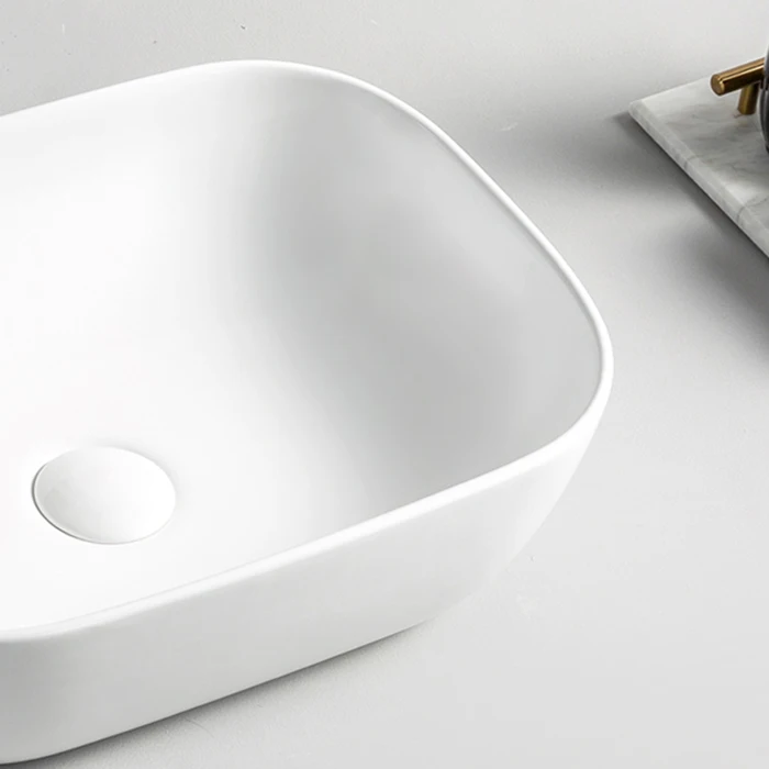 Commercial High Quality Ceramic Table Top Hand Wash Basin Sink Rectangle Bathroom Washbasin