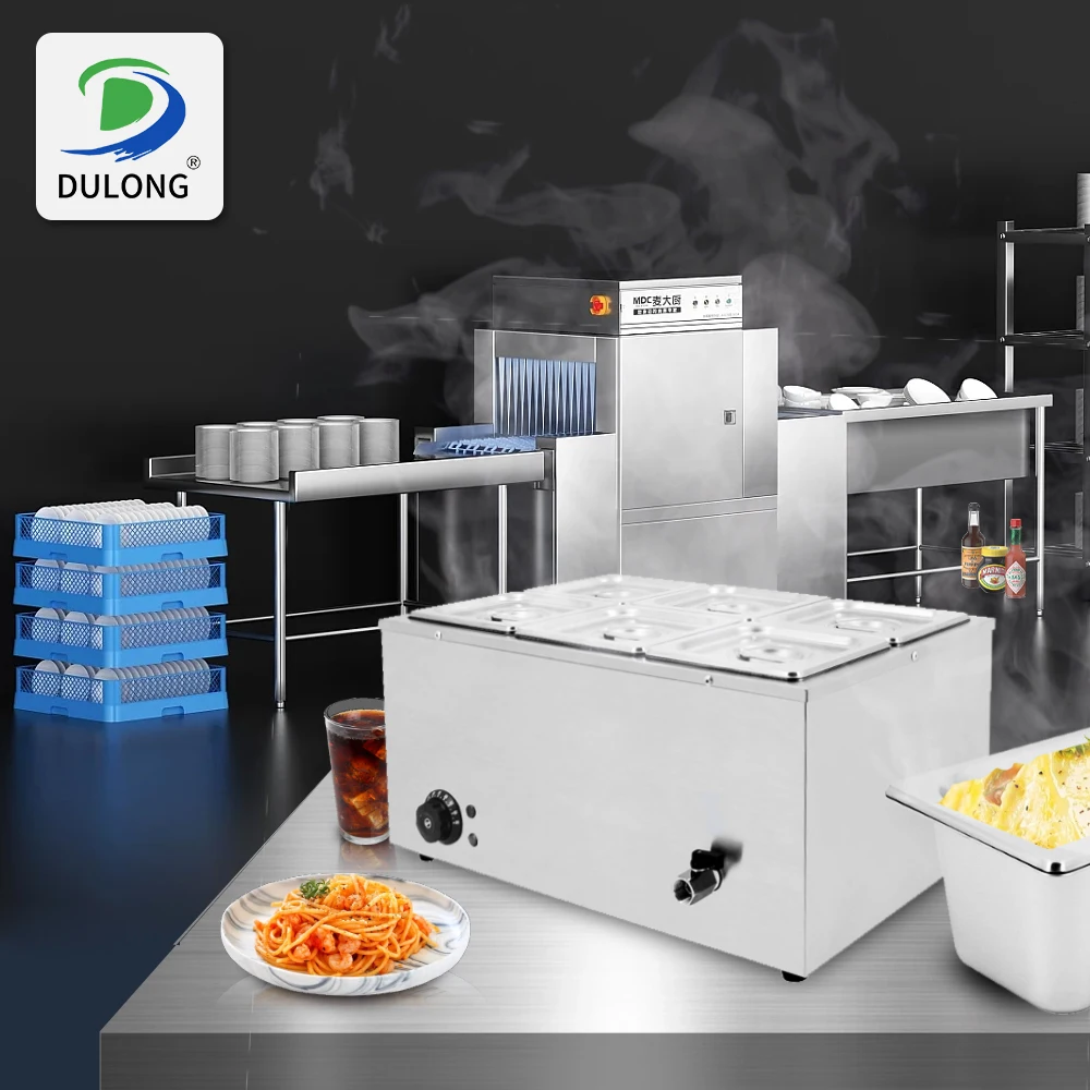 Restaurant kitchen equipment electric food warmer for induction bain marie restaurants 6-Pan electric bain-marie