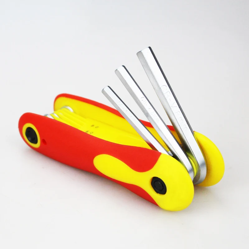 8PCS Mini crv metric allen wrench set hex torx ball star key dissmantle tool sets folding Allen key
