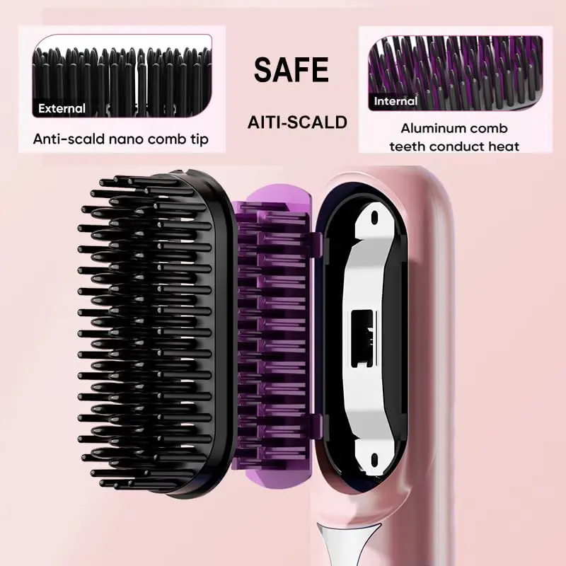 Smoothing Negative Ion Hair Care Comb Anti-Scald Ionic Hot Comb Straightener Portable Mini Travel Straightener Brush