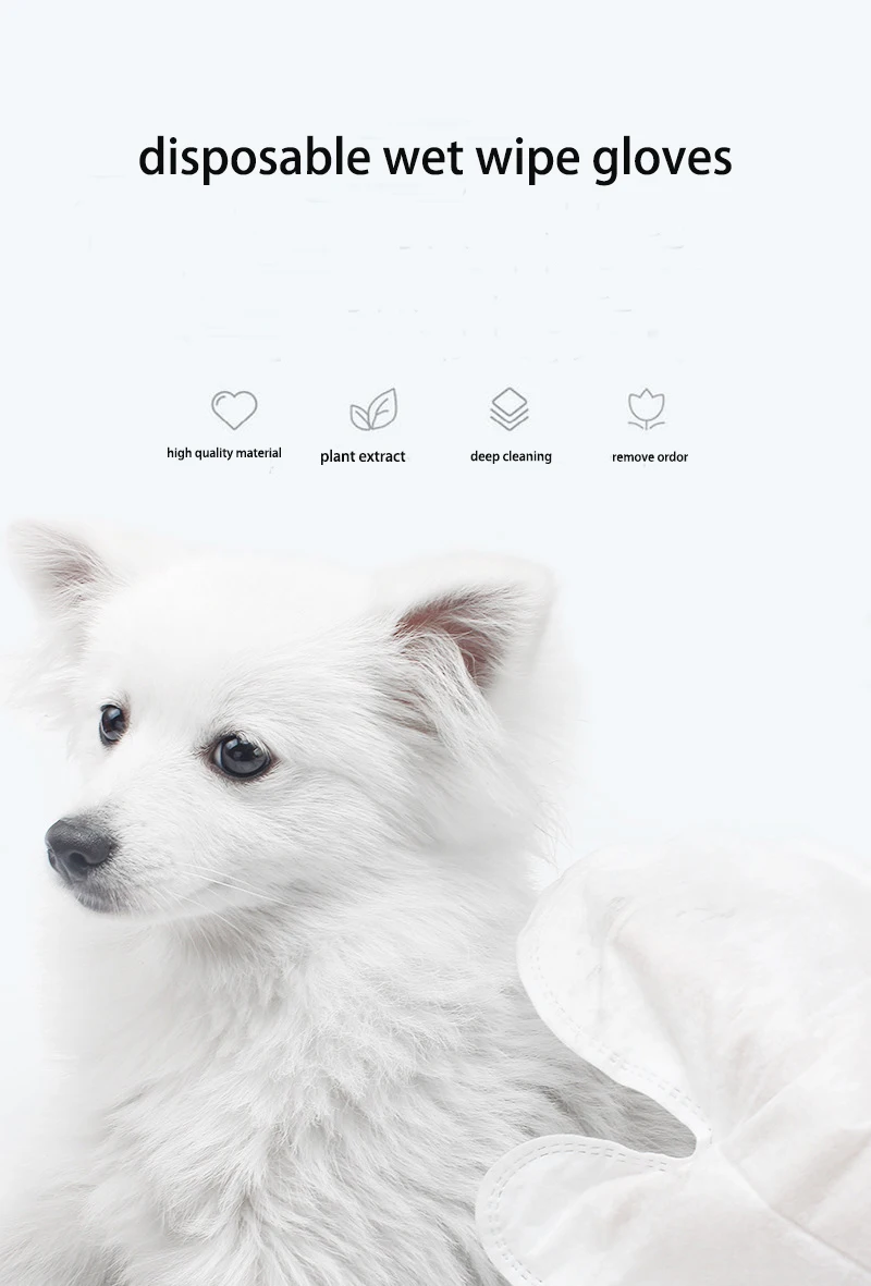 New Product Disposable Gloves Pet SPA Wipes Bathing Clean Gloves Cat and Dog Bathing no rinse free pet wipes glove