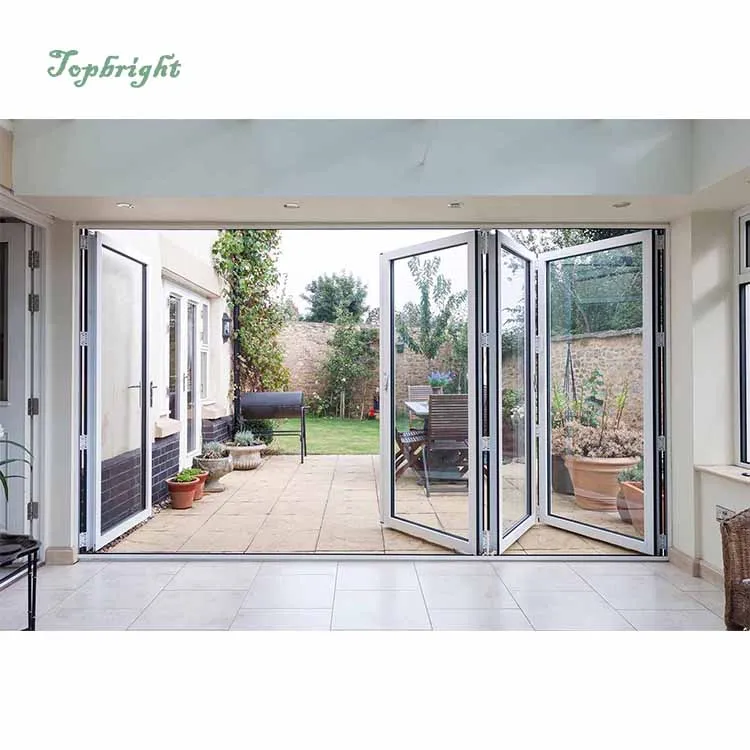 European style external big glass aluminum folding doors security insulation folding patio door