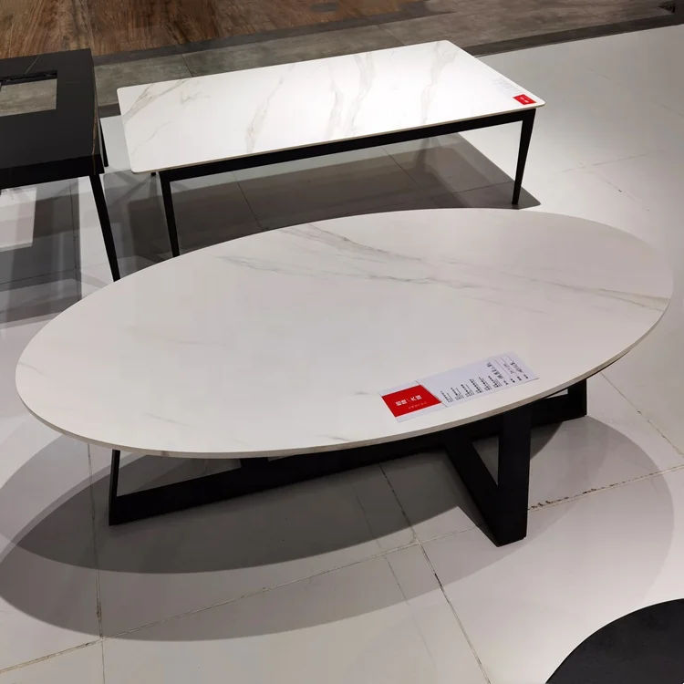 OEM Manufacture Easy Cleaning Black White Marble Sintered Stone Round Dining Table