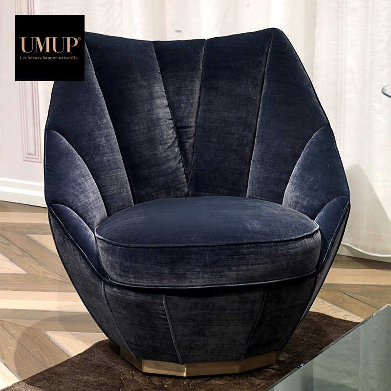 modern velvet cloth Single Sofa Chair luxury dubai villa fabric furniture Leisure lounge armchair