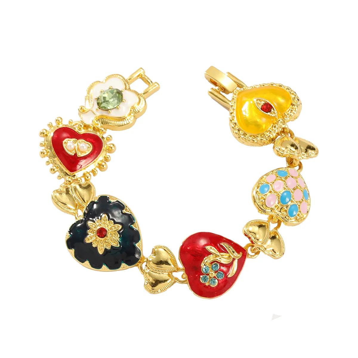 JLB18095 New Style Fashion Enamel Heart Shape Bracelet Women Gold Bracelet